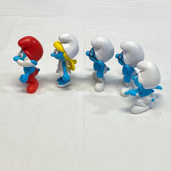 Set Burger King 2016 Lost Village Smurf 5" Plastic Action Figures Moving Arms - Picture 3 of 11